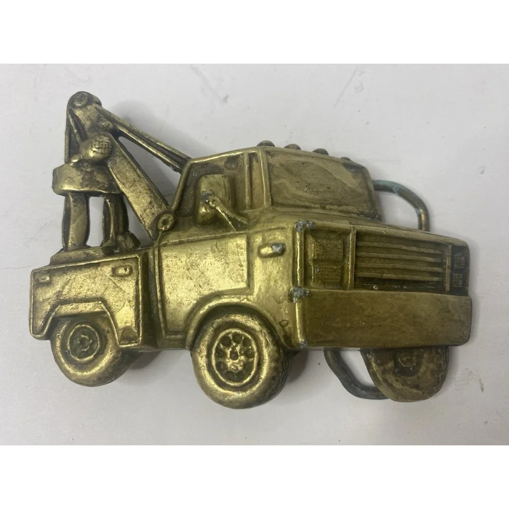 1970s Brass Wrecker Tow Truck Belt Buckle Vintage‎ Vehicle Equipment